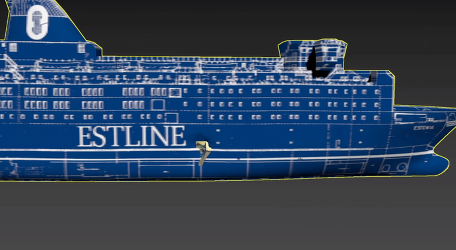По снятым у обломков парома "Эстония" кадрам в корпусе судна видна пробоина.