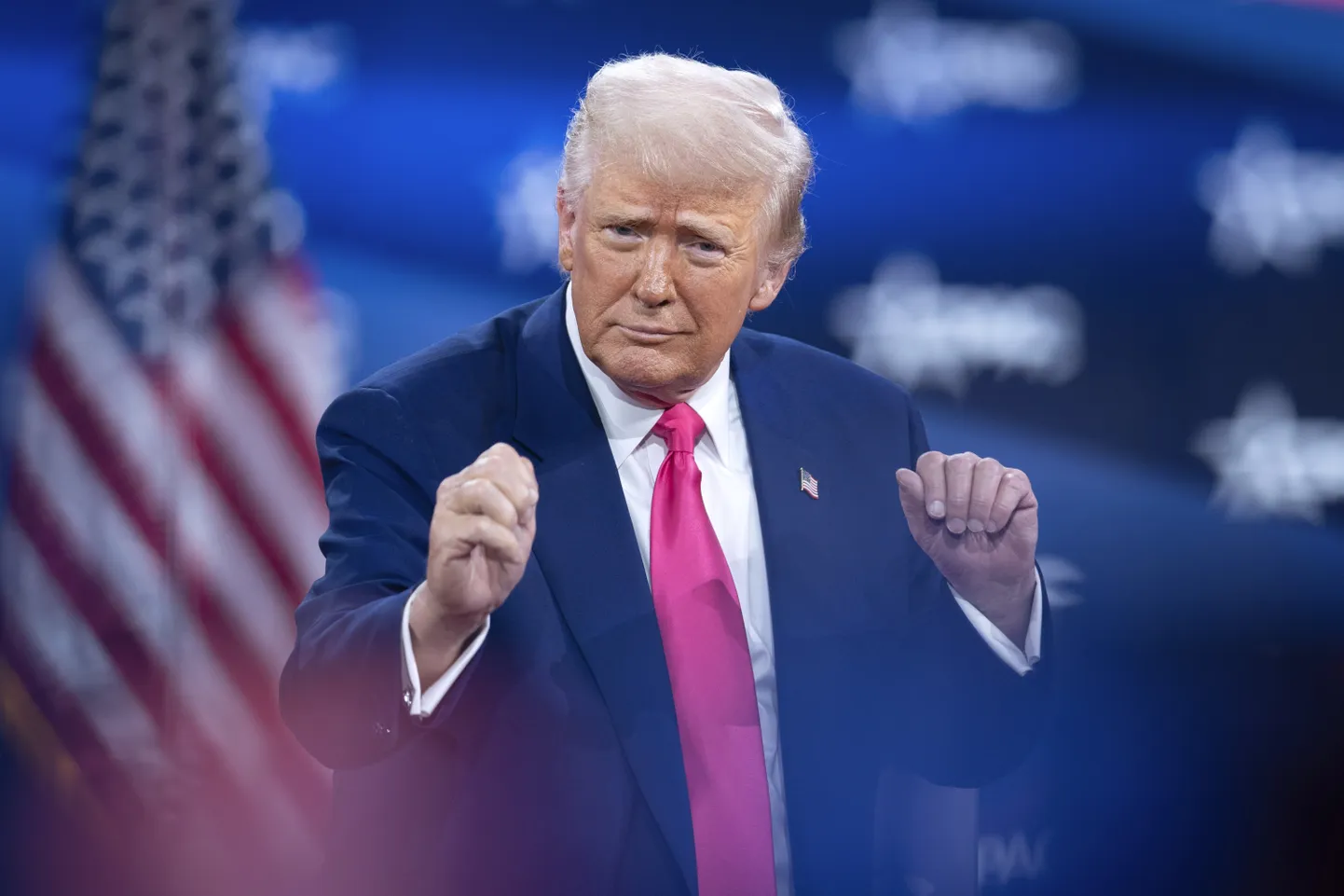 USA president Donald Trump tantsimas 22. veebruaril 2025. aastal.