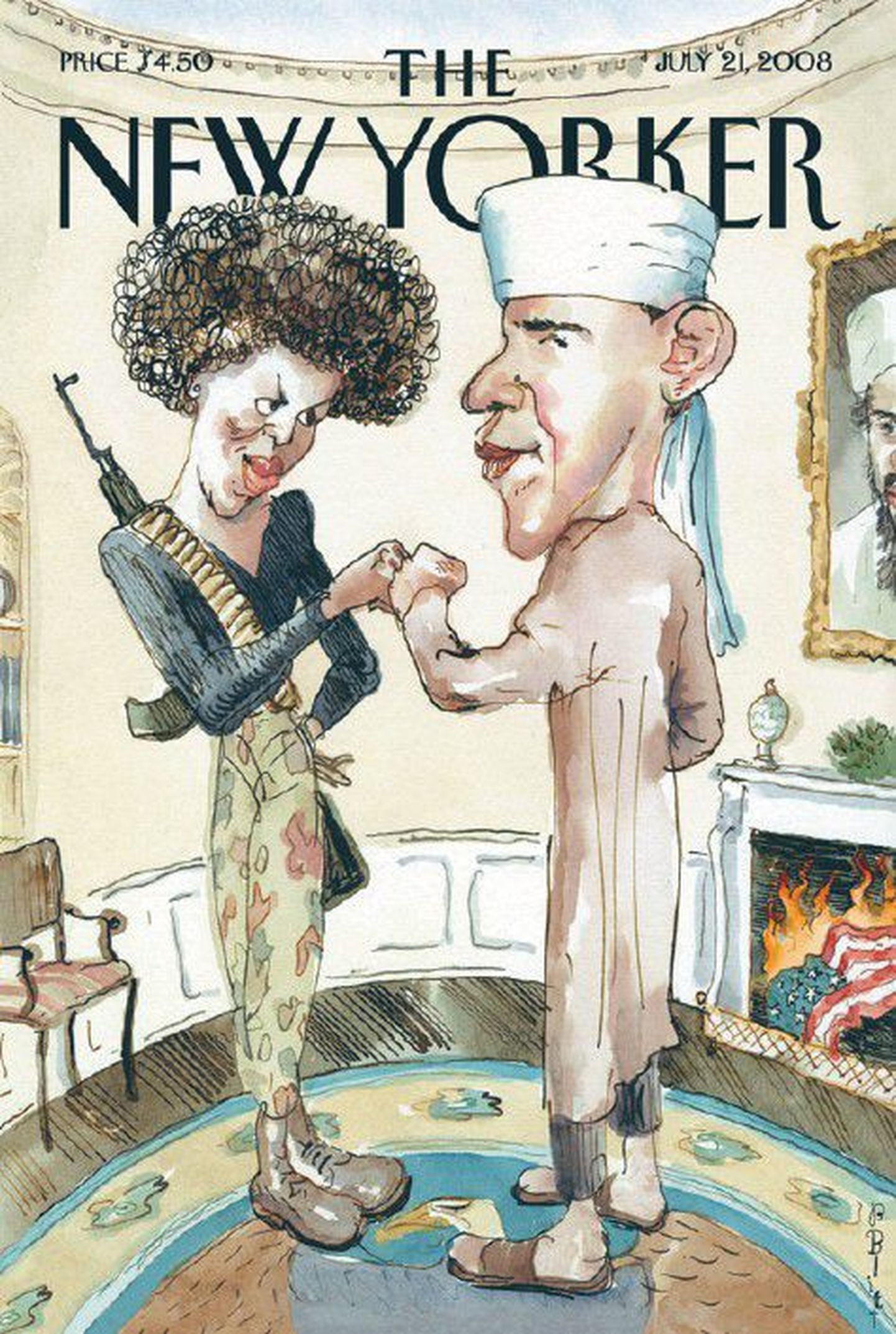 Värske The New Yorkeri esikaanel kujutatakse Barack Obama peret terroristidena.