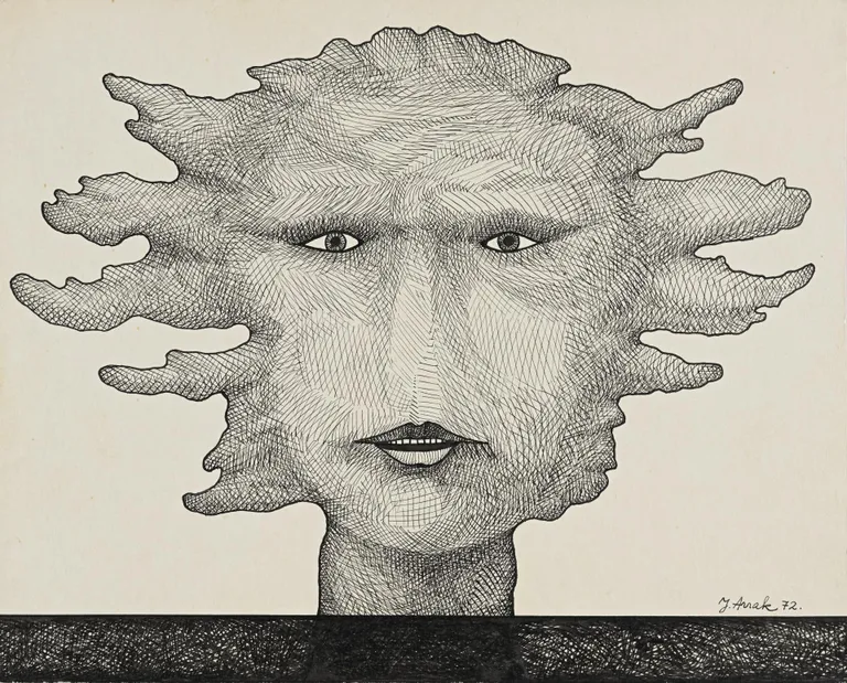 Jüri Arrak «Nägu» 1972. Tušš. Margus Punabi kogu.
