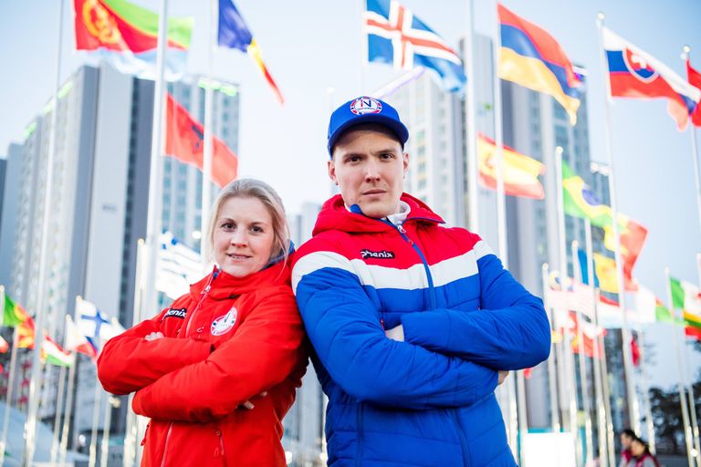Norra olümpiakoondise liikmed, jääkeegli mängijad Kristin Moen Skaslien ja Magnus Nedregotten