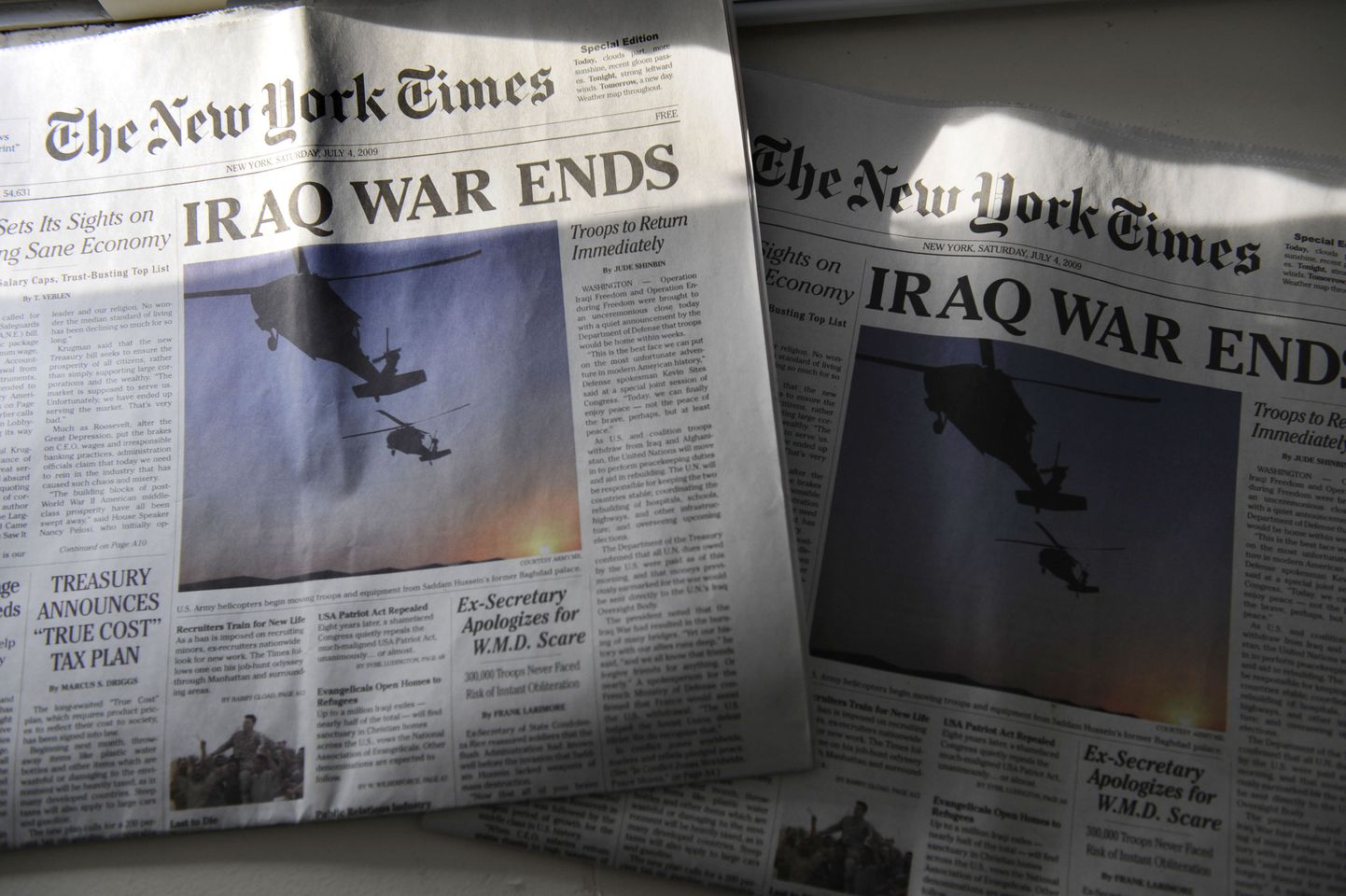 The New York Timesi libaväljaanded kannavad kuupäeva 4. juuli 2009