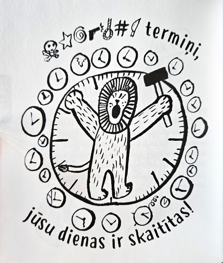 Mati Pikujemses ilustrācija grāmatā "Kopā stundu pa stundai". 