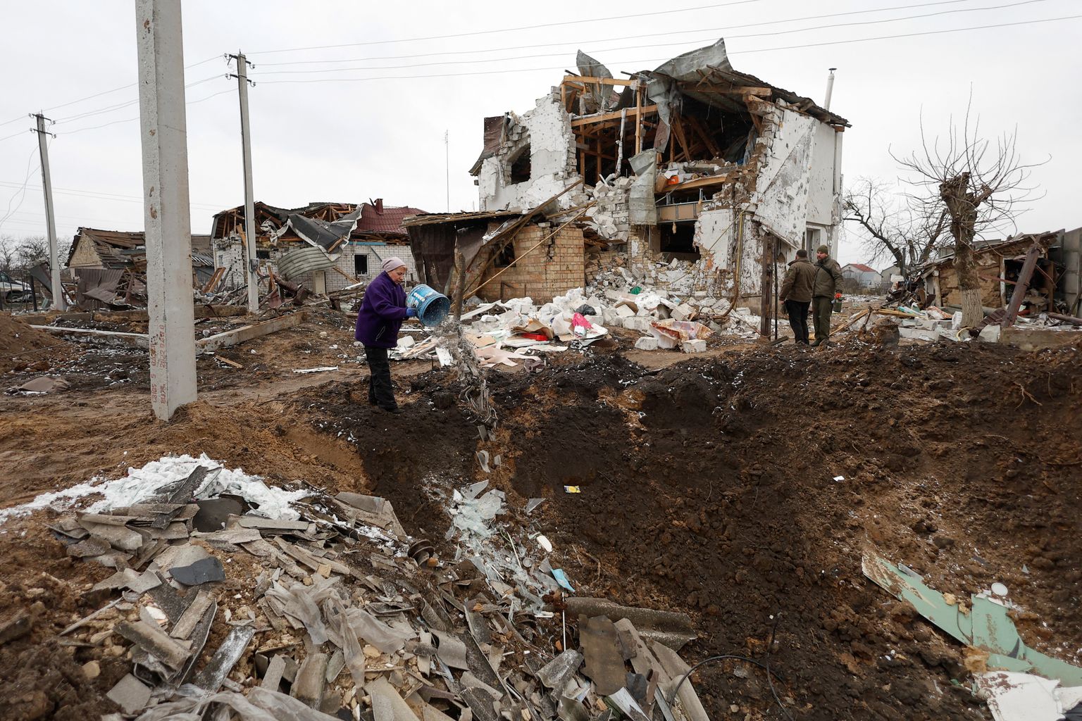 Разрушенные российской армией дома в Украине. 26 января 2023 года.