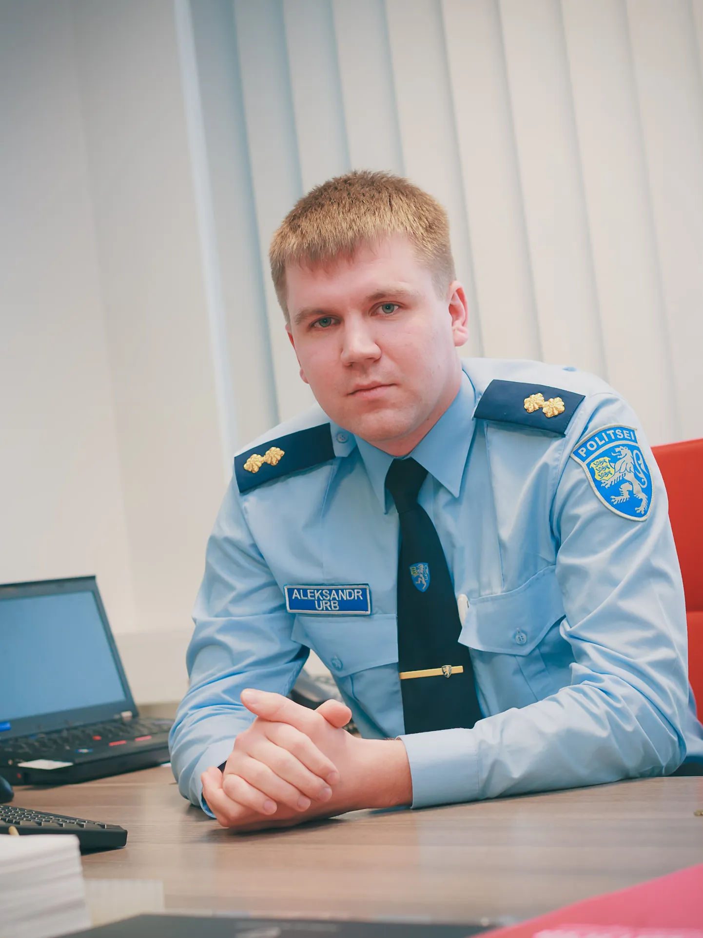 Александр Урб во время службы в Нарвском отделении полиции в 2015 году.