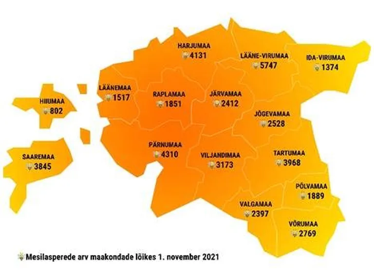 Mesilaspere arv Eestis.