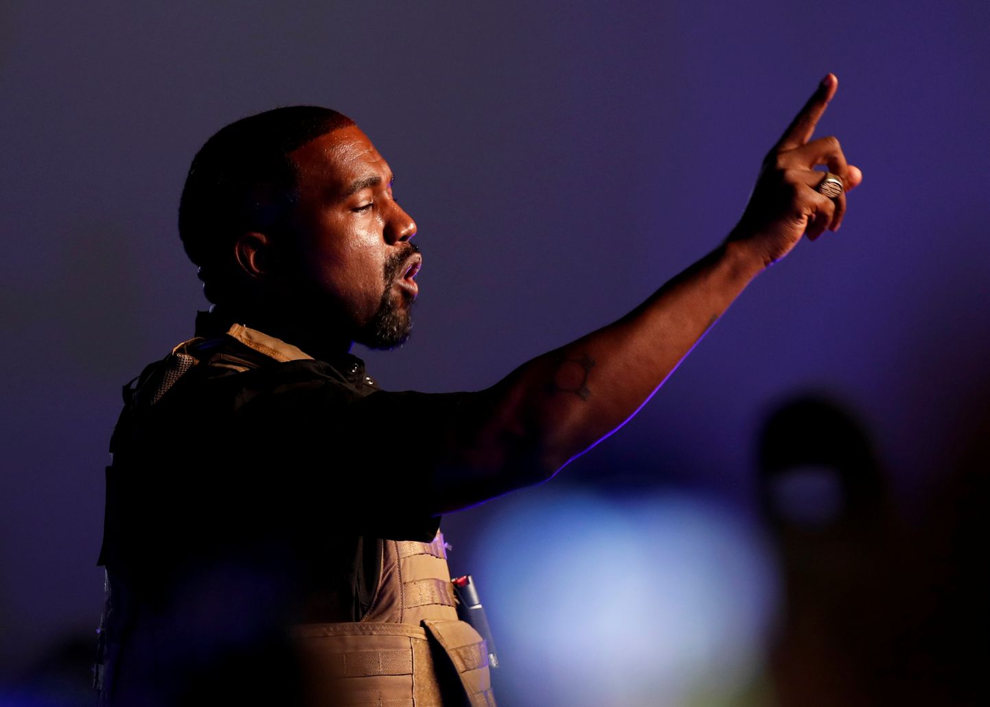Räppar Kanye West oma esimesel USA presidendivalimiste kampaania üritusel Lõuna-Carolina osariigis North Charlestonis juuli keskel.