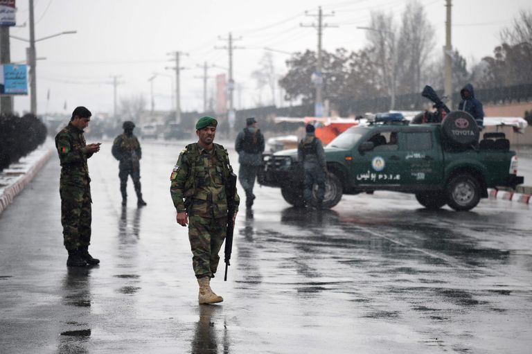 Afganistani julgeolekujõud Marshal Fahimi sõjaväeakadeemia juures.