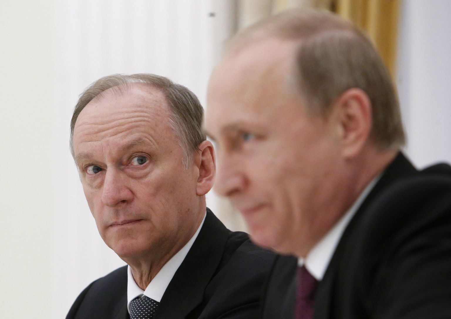 Venemaa julgeolekunõukogu sekretär Nikolai Patrušev ja Venemaa president Vladimir Putin kohtumisel Kremlis 26. mail 2015.