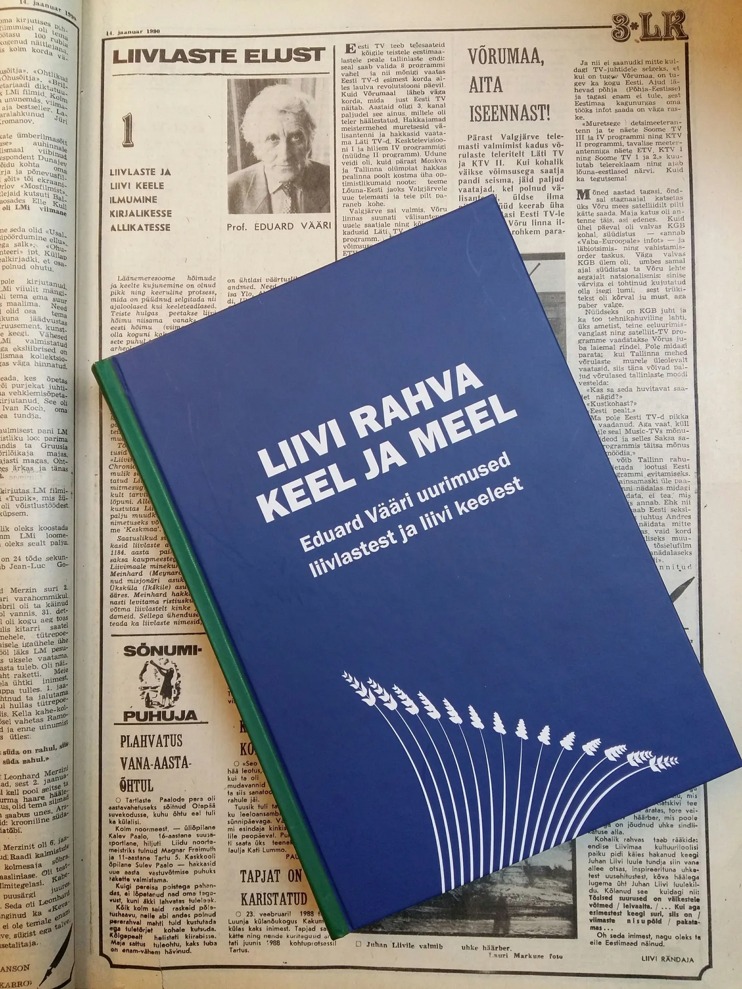 Uurimuste kogumik ja Liivimaa Kroonika esimese numbri lehekülg Eduard Vääri järjejutu esimese osaga.