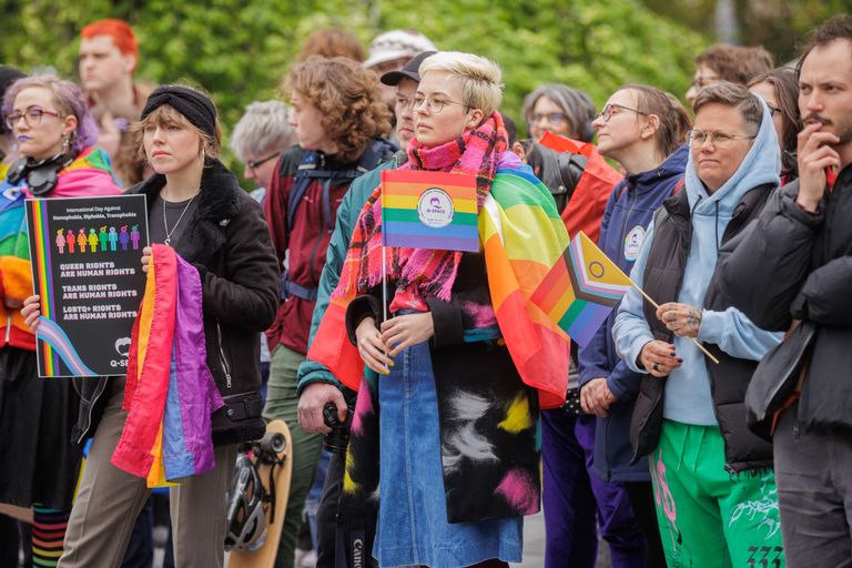 Демонстрация в парке Таммсааре (Таллинн), 17 мая 2023.