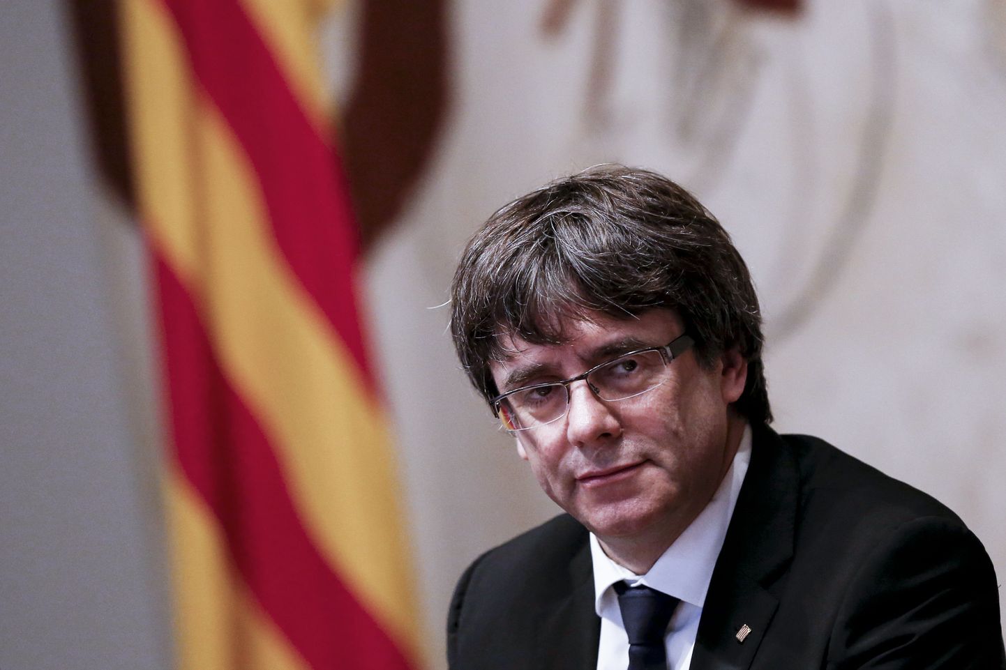Carles Puigdemont tänasel Kataloonia valitsuse istungil.