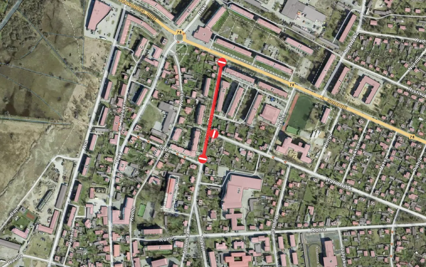 Liiklus on suletud Vallimaa tn Smuuli-Sepa lõigul