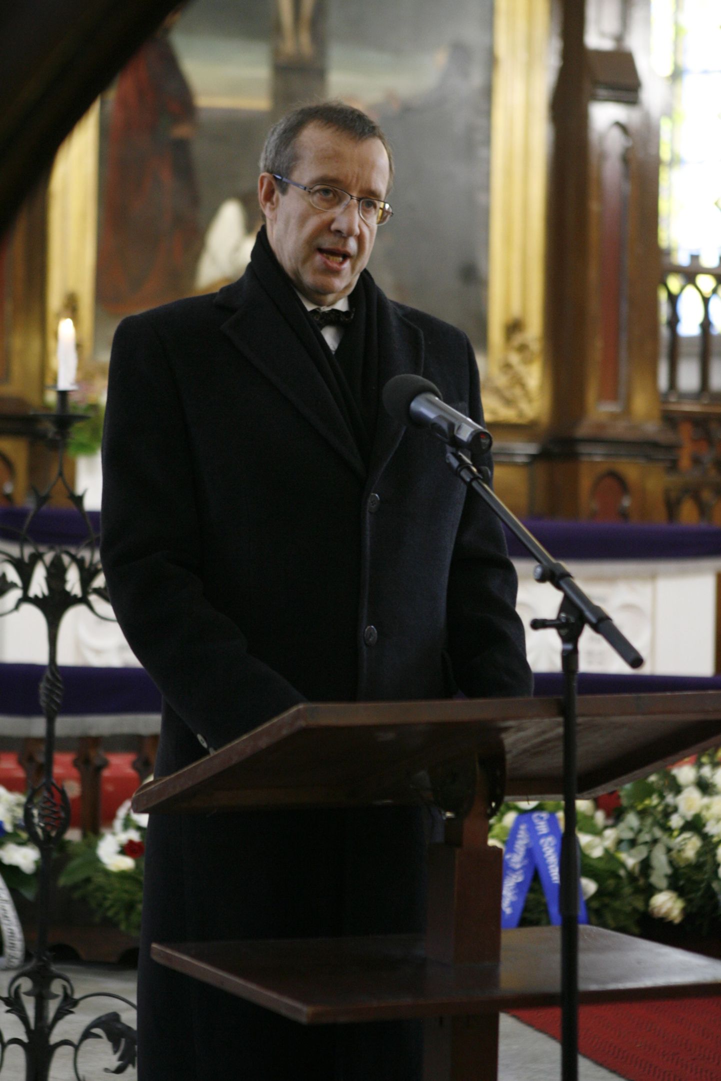 Vabariigi president Enn Soosaare leinateenistusel Tallinna Jaani kirikus 20. veebruaril 2010