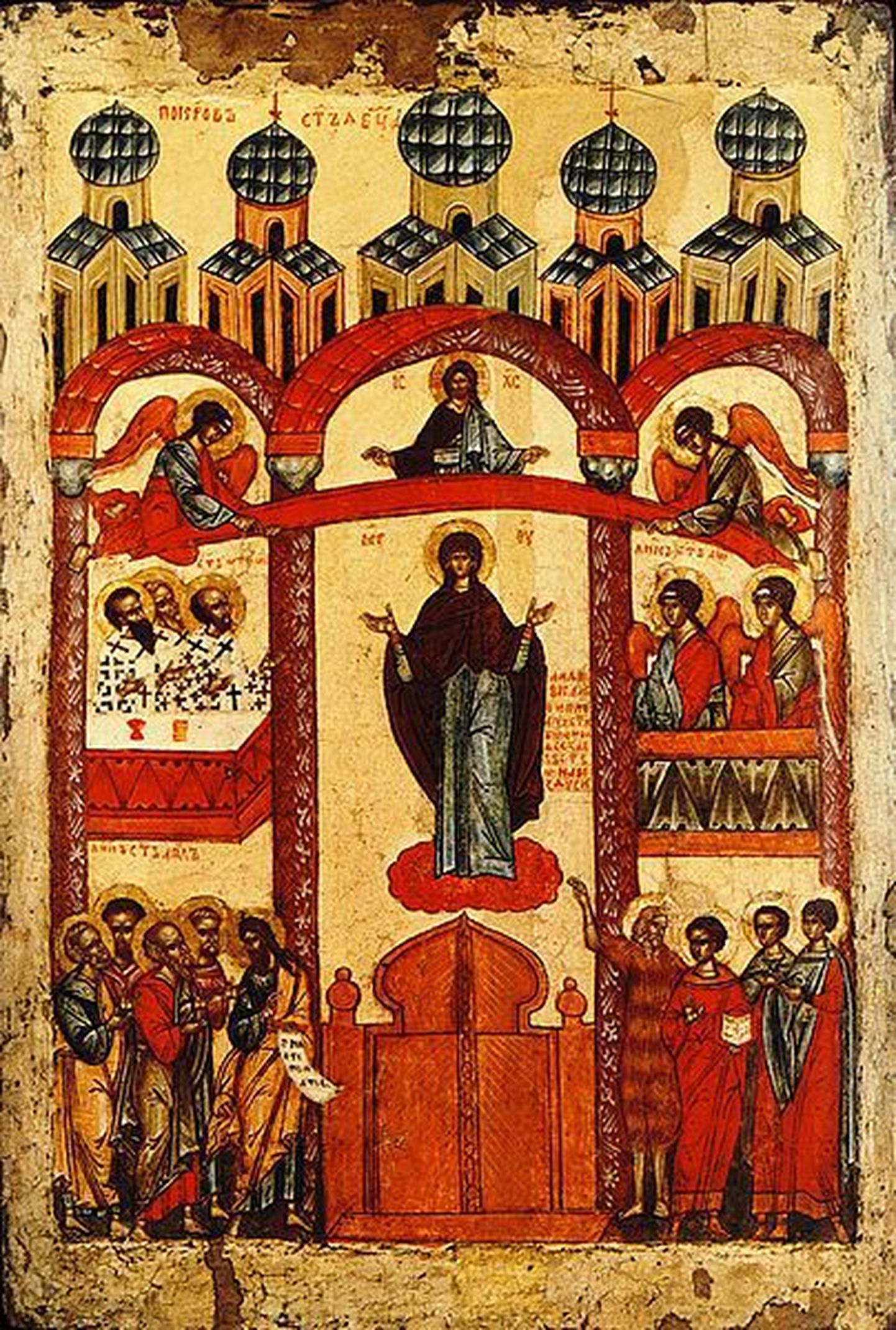 Икона «Покров Пресвятой Богородицы»
(Новгород, 1401-1425 гг., ГТГ)