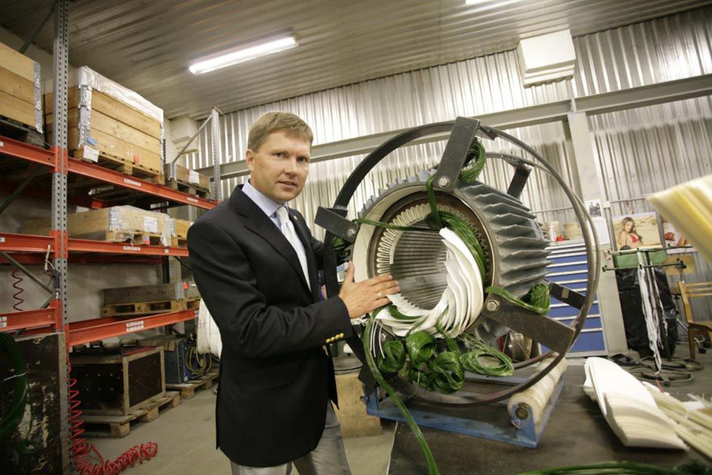 Konesko tegevjuht Mart-Järvo Hirtentreu sõnul sai ettevõte 20 aastat tagasi alguse elektrimootorite staatorite mähkimisest. Pildil üks suurim elektrimootor, mida toodetakse Koerus.