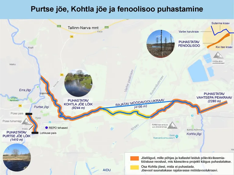 Jõgede puhastamine kaardil.
