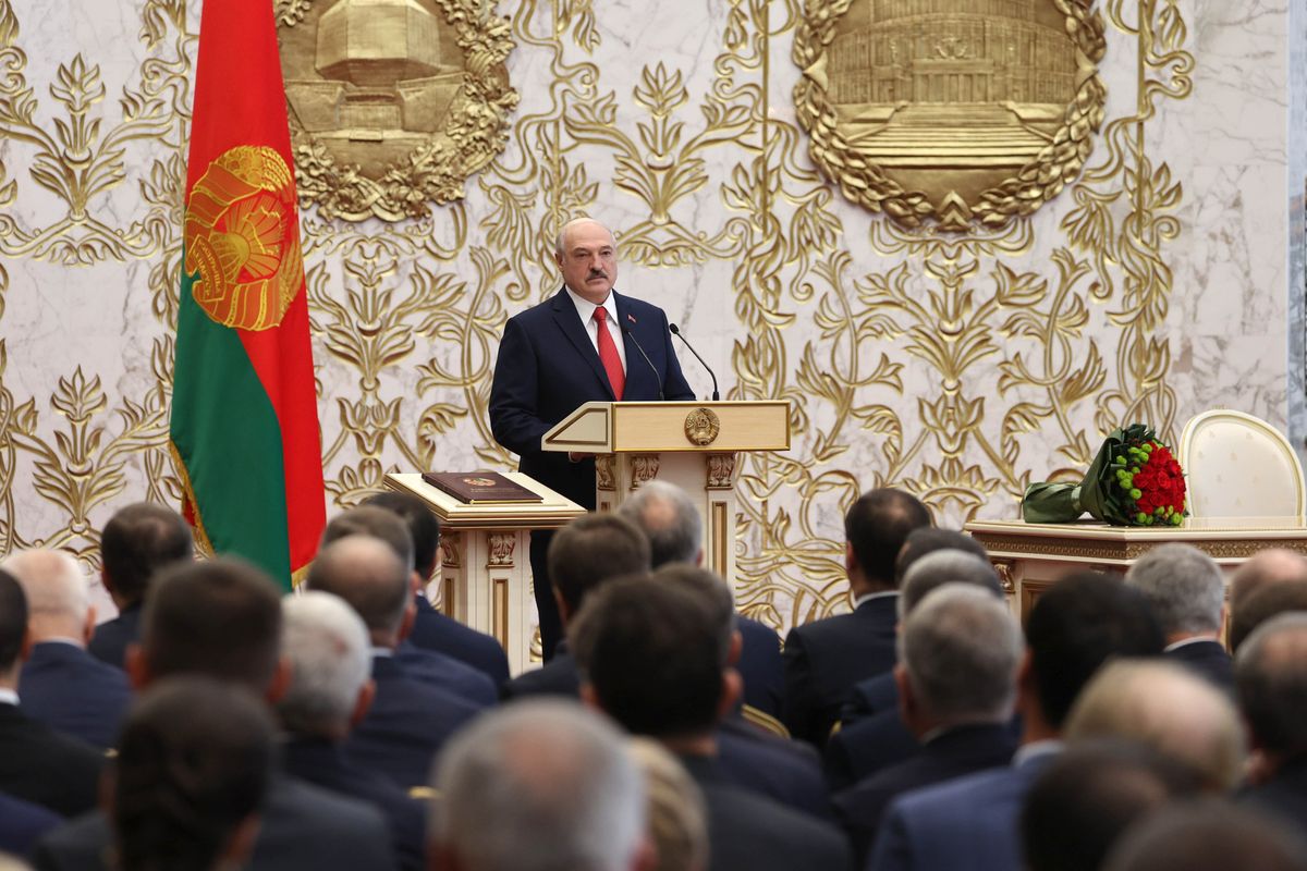 Belarus' President Alexander Lukashenko attends his inauguration ceremony in Minsk on September 23, 2020. (Photo by Maxim GUCHEK / BELTA / AFP)