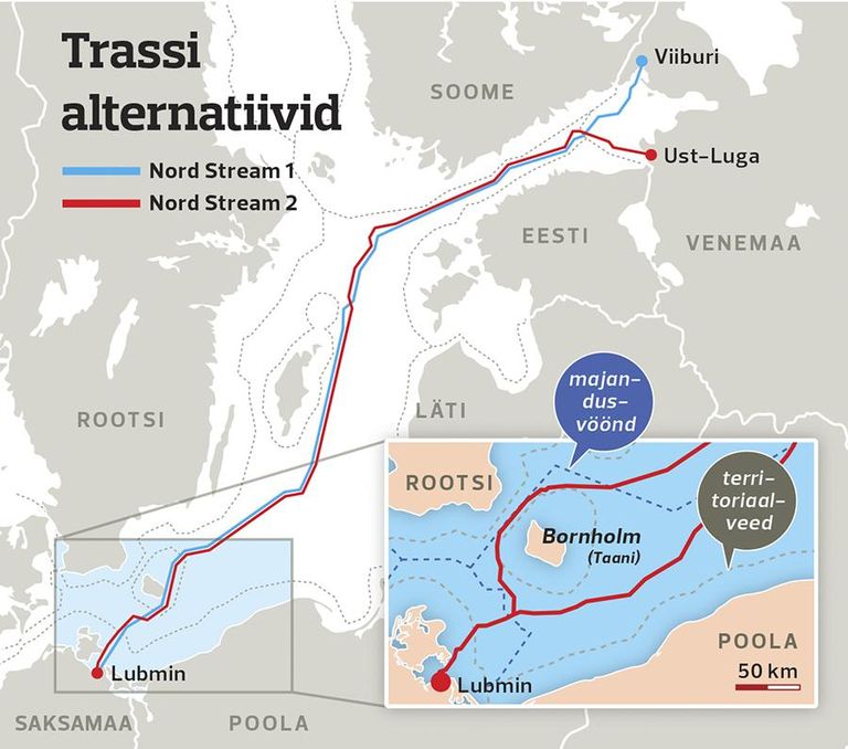 Nord Stream 2 trassi alternatiivid.
