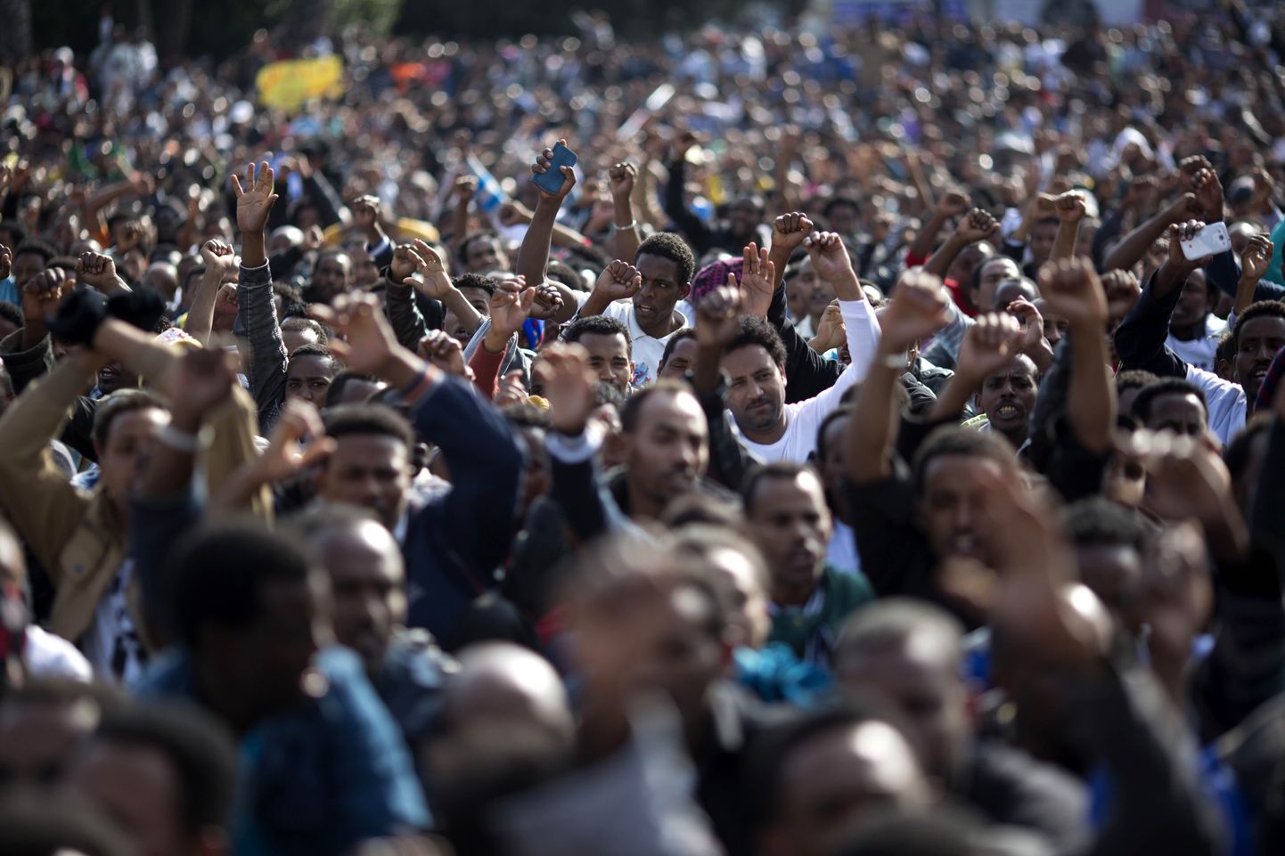 Aafrika migrandid täna Tel Avivis Rabini väljakul protestimas.