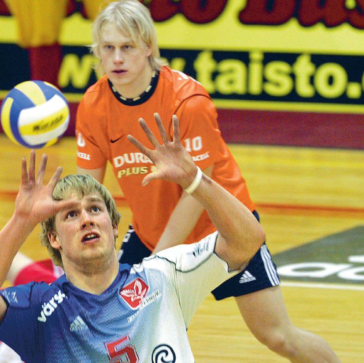 Vendadest võrkpalliliberod Asko (esiplaanil) ja Sten Esna mängivad koos Eesti koondises.