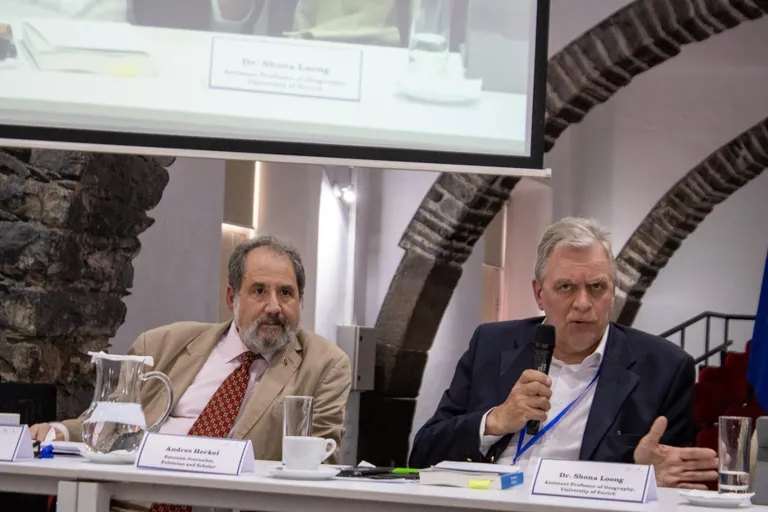 The UNPO conference in Madeira in May 2025. Shadow US Senator Paul Strauss and Andres Herkel.