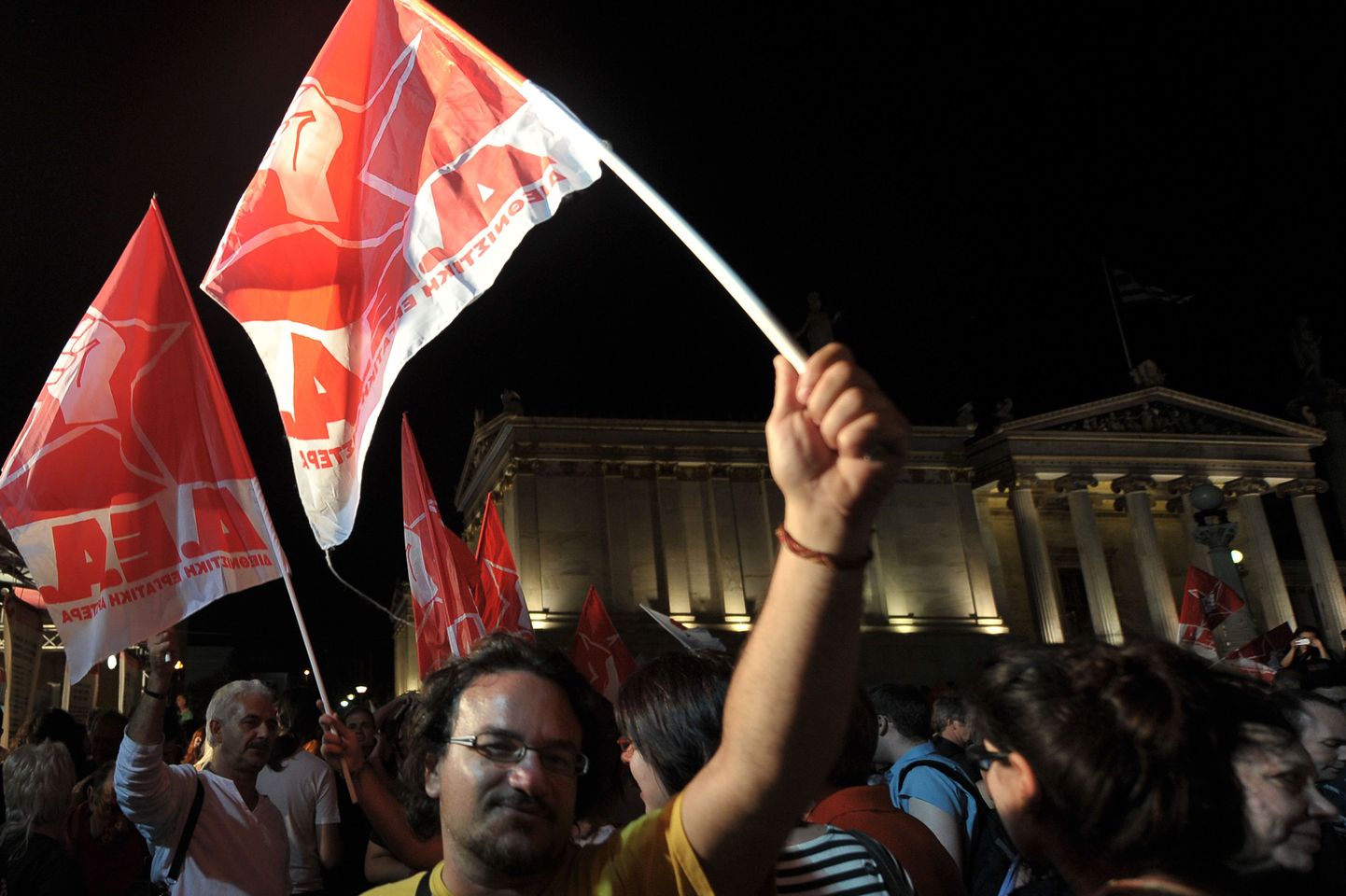 Syriza toetajad Ateenas.