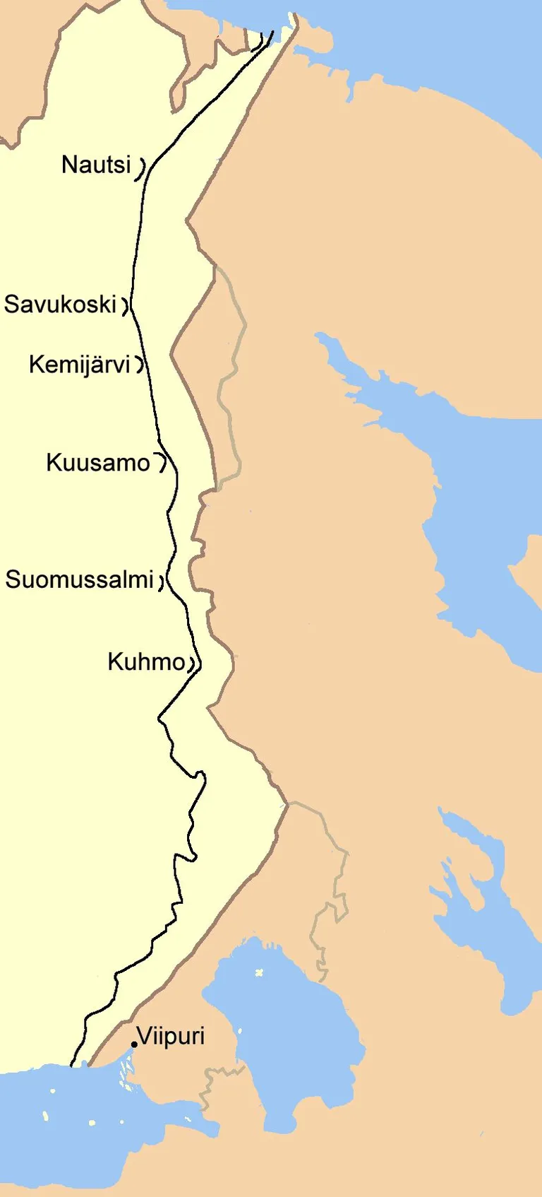 Soome Salpalinja kaitseliin kulges kagust kirdesse