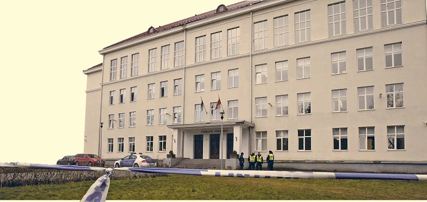Здание гимназии было оцеплено полицией.