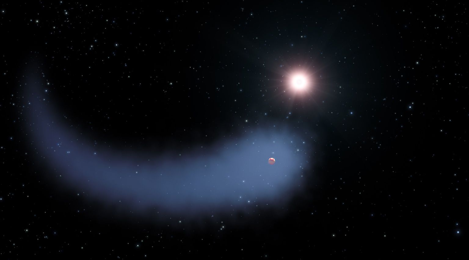 Komeedisarnase sabaga planeet Gliese 436b ja ta täht, punane kääbus Gliese 436
