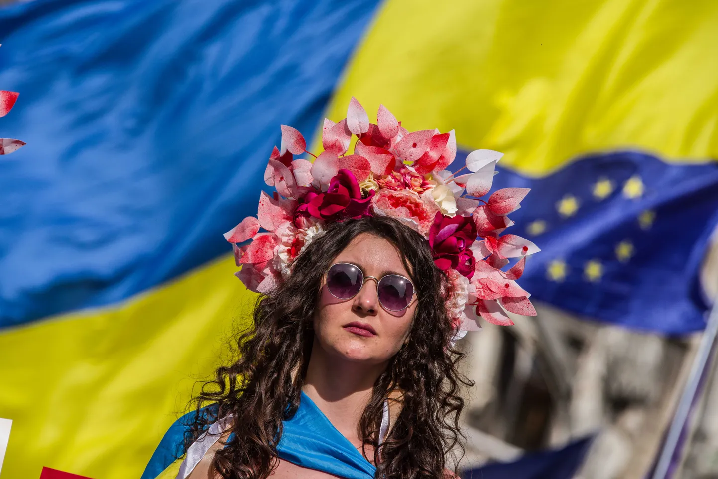 Ukrainlanna Saksamaal meelt avaldamas. Foto on illustreeriv.