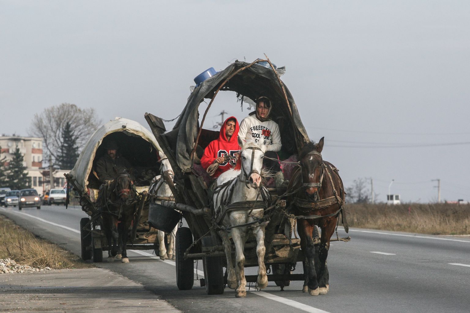 Pildil romade karavan Rumeenias.