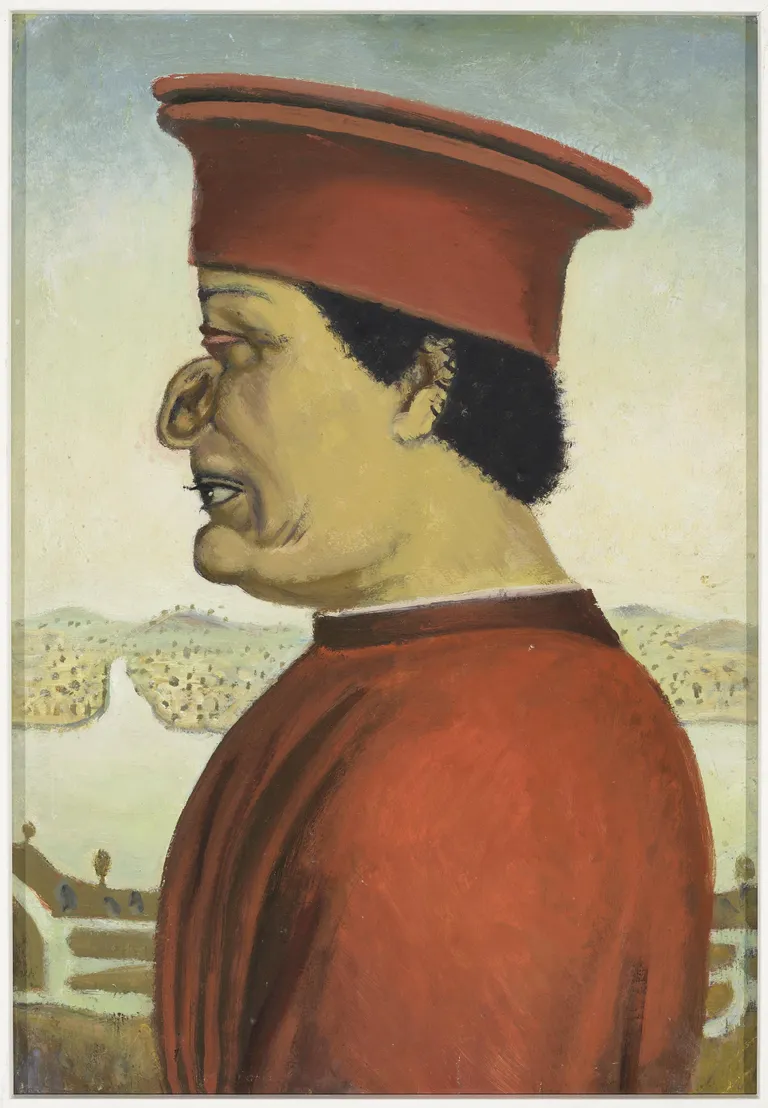 Ülo Sooster «Mehe pea» (Piero della Francesca), 1958–1959. Õli, papp. Eesti Kunstimuuseum.