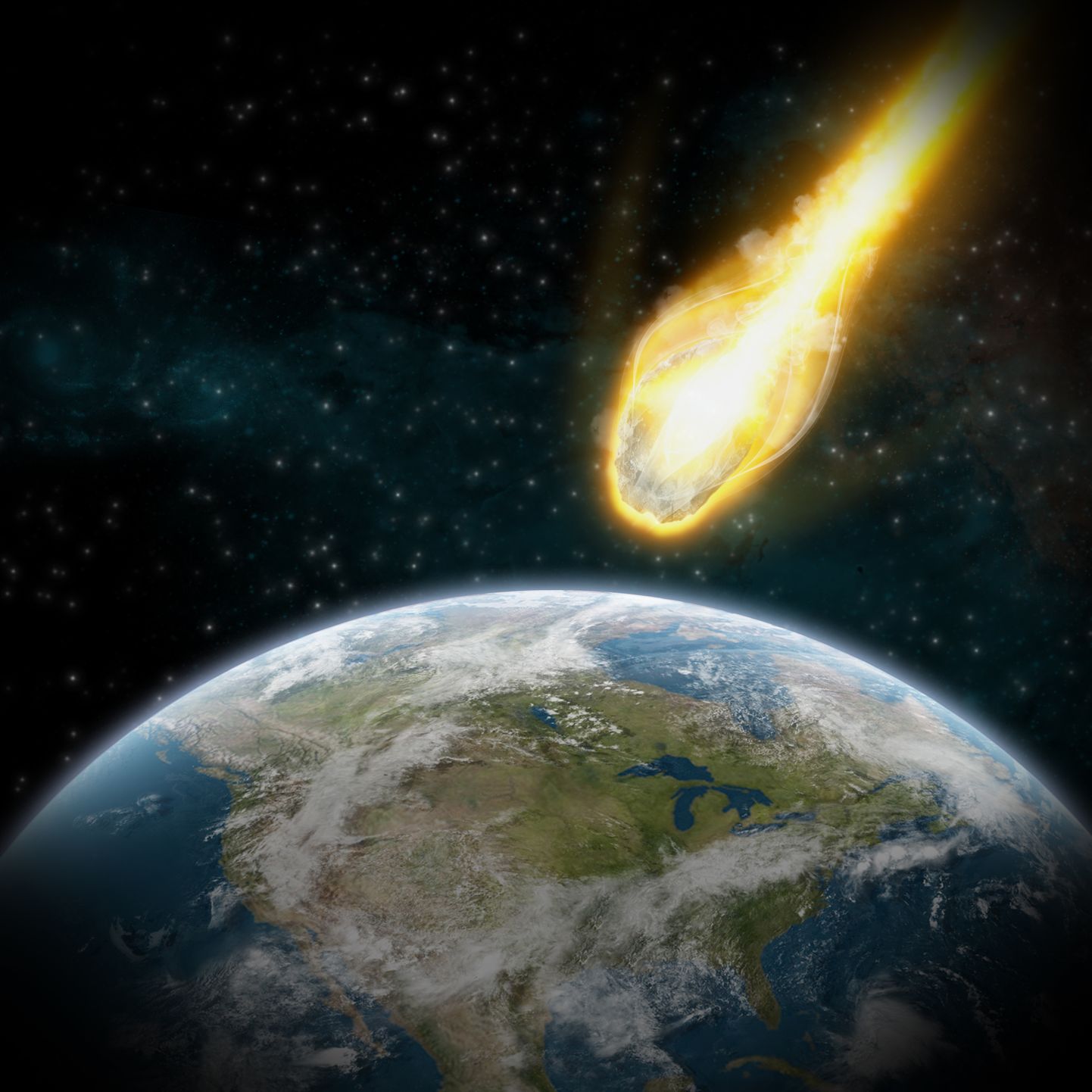 Asteroid liikumas Maa suunas. Pilt on illustreeriv.