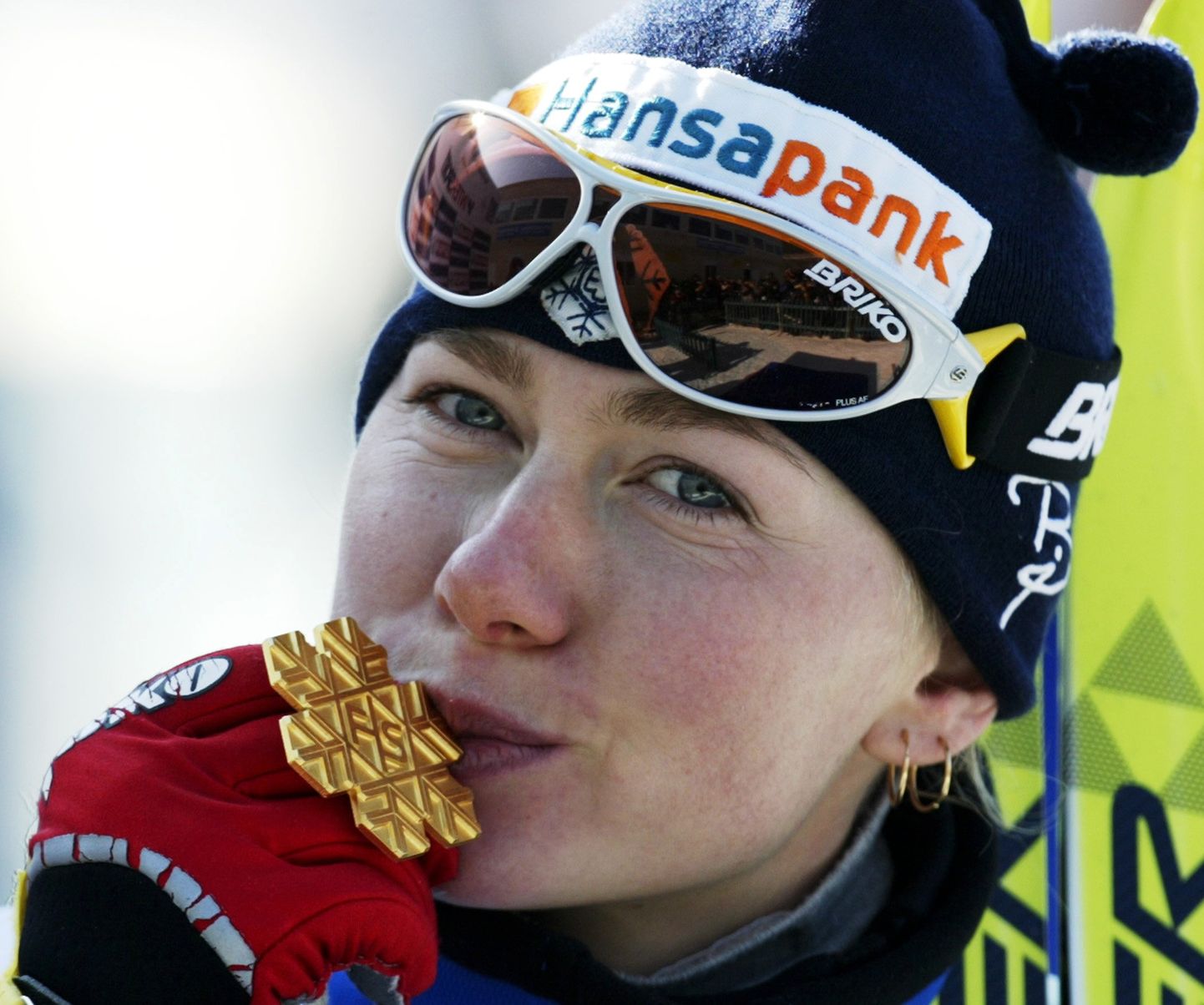 Kristina Šmigun võitis 2003. aasta Val Di Fiemme MMil naiste 2 x 5 kilomeetri jälitussõidus kuldmedali.