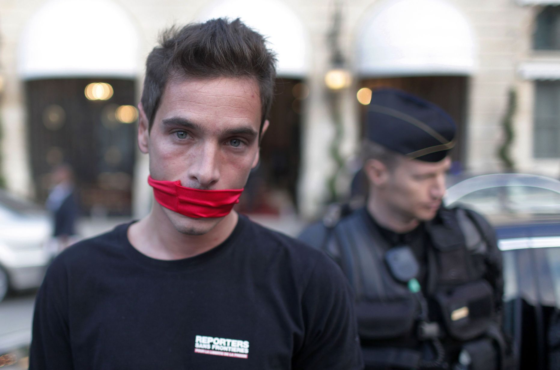 Ajakirjanike organisatsiooni Reporters Without Borders liikme protest