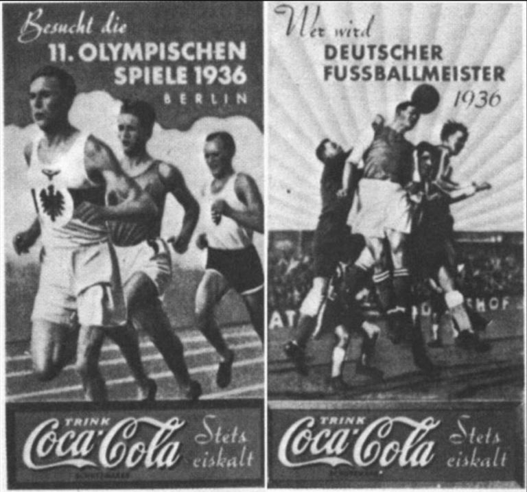 Berliini olümpiamängudel 1936. aastal oli Coca Cola ametlikuks mänude joogiks. «Stets eiskalt» – alati jääkülm, oli kui omaette iroonia, et maailmavaated ning hiljem ka sõda ei saa majandamist ühelgi moel kõigutada.