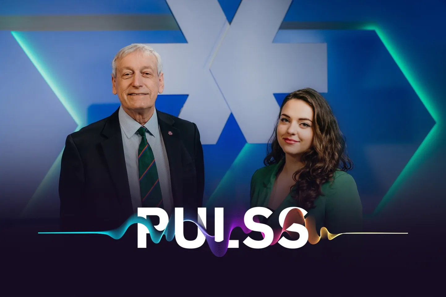 Jānis Kažociņš un raidījuma "Pulss" vadītāja Linda Anna Dāldere