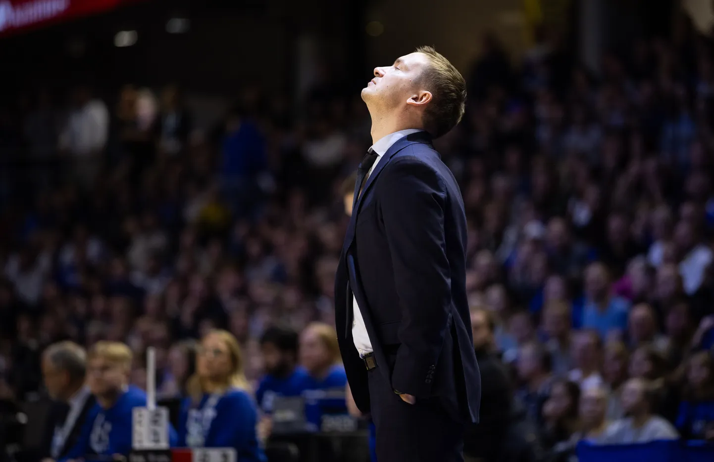 Eesti korvpallikoondise peatreener Heiko Rannula Tallinnas peetud EM-valikmängus Poolaga. Eesti kaotas 86:88.