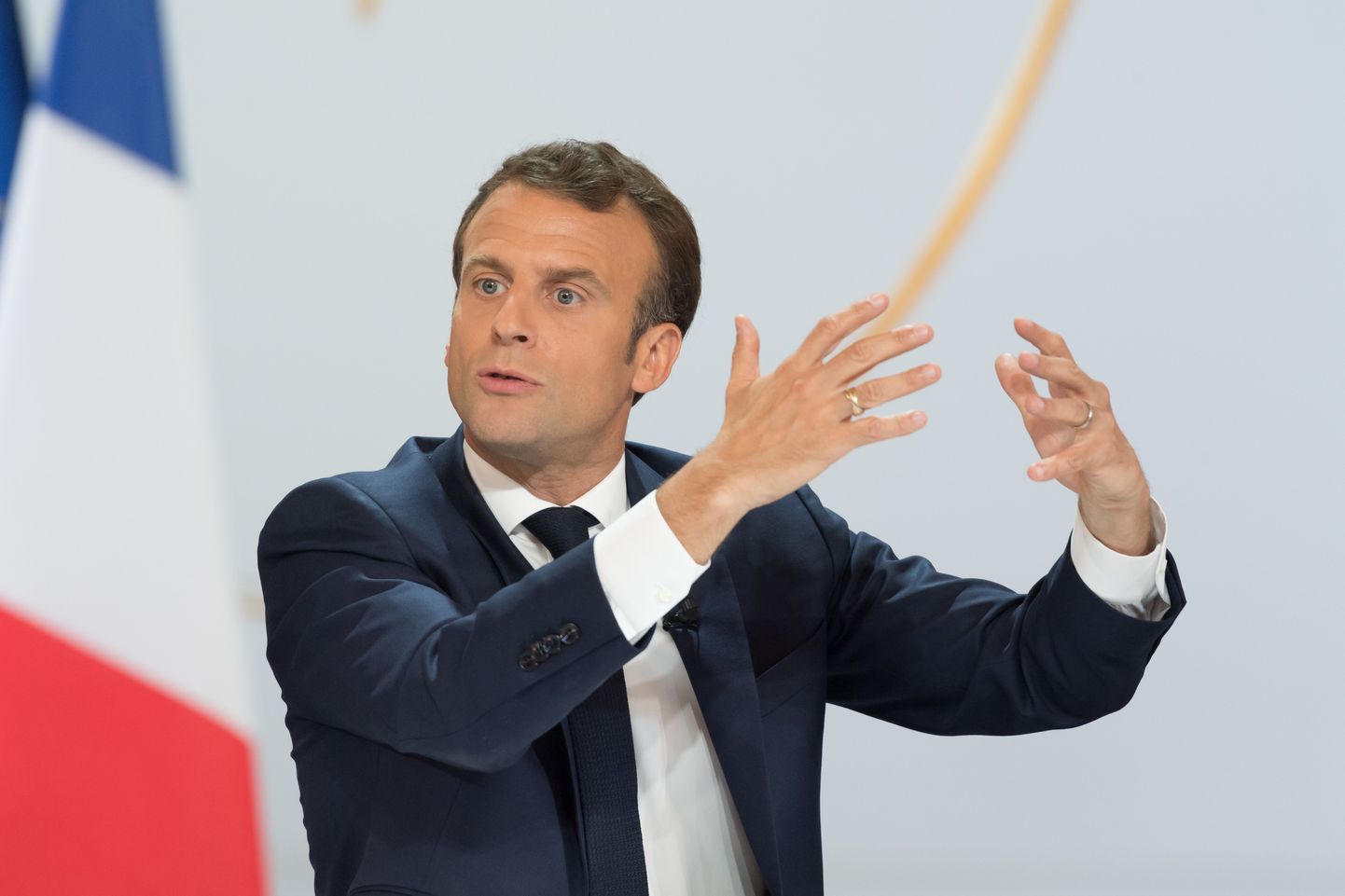 President Emmanuel Macron pressikonverentsil.