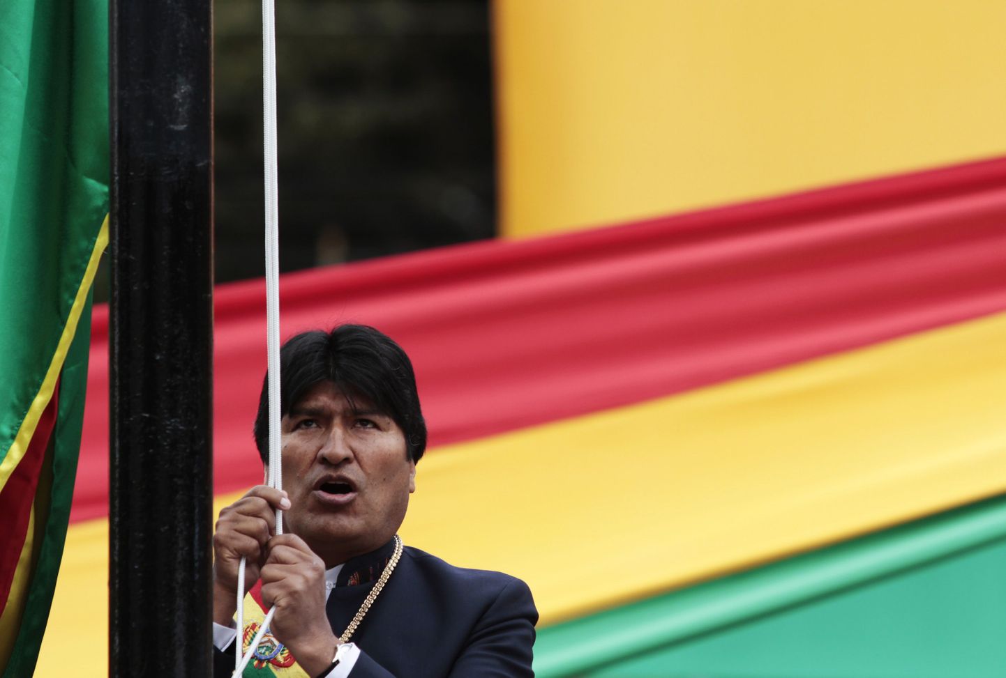 Boliivia president Evo Morales riigilipuga.
