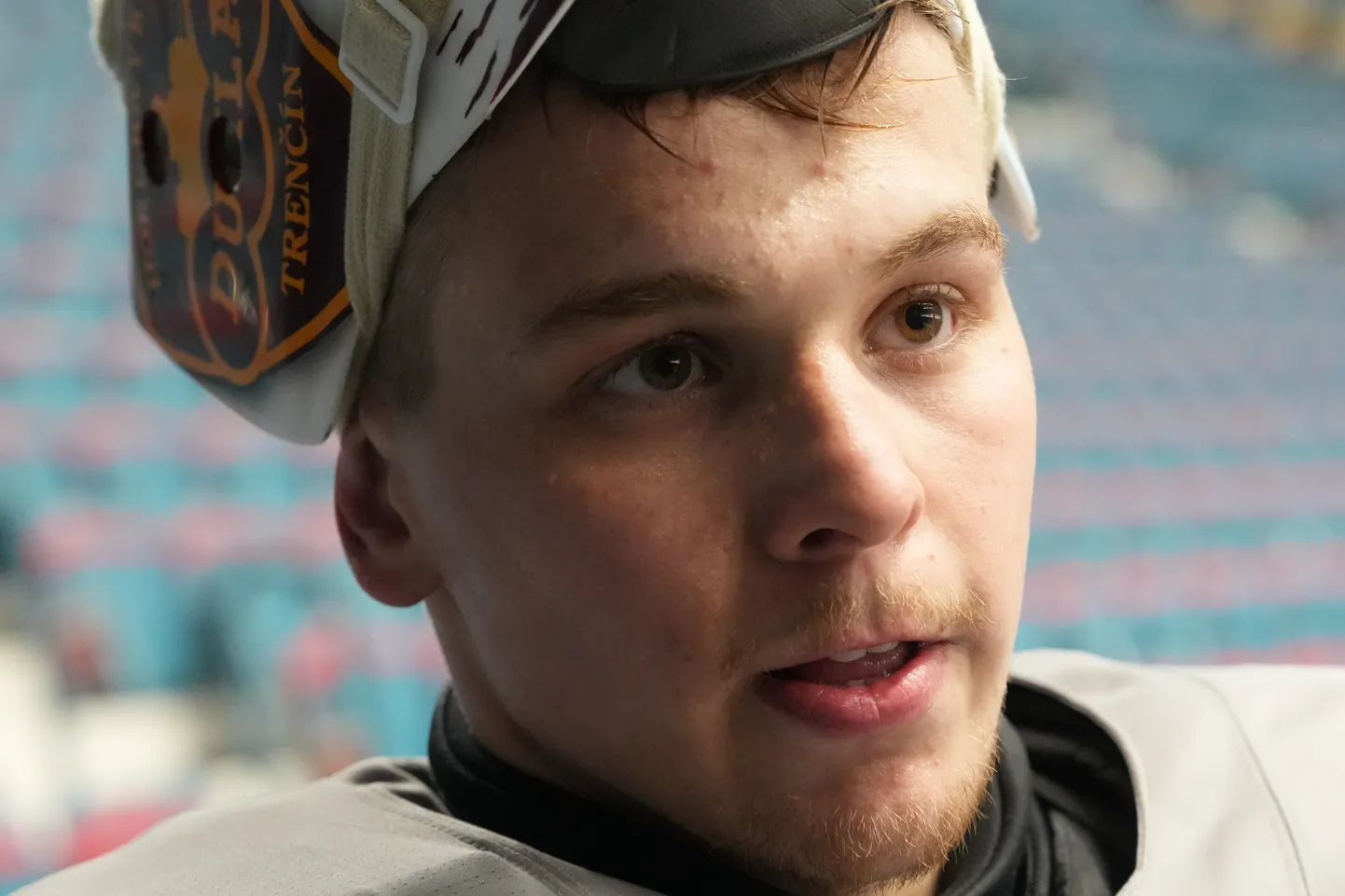Latvijas hokeja izlases vārtsargs Gustavs Dāvis Grigals