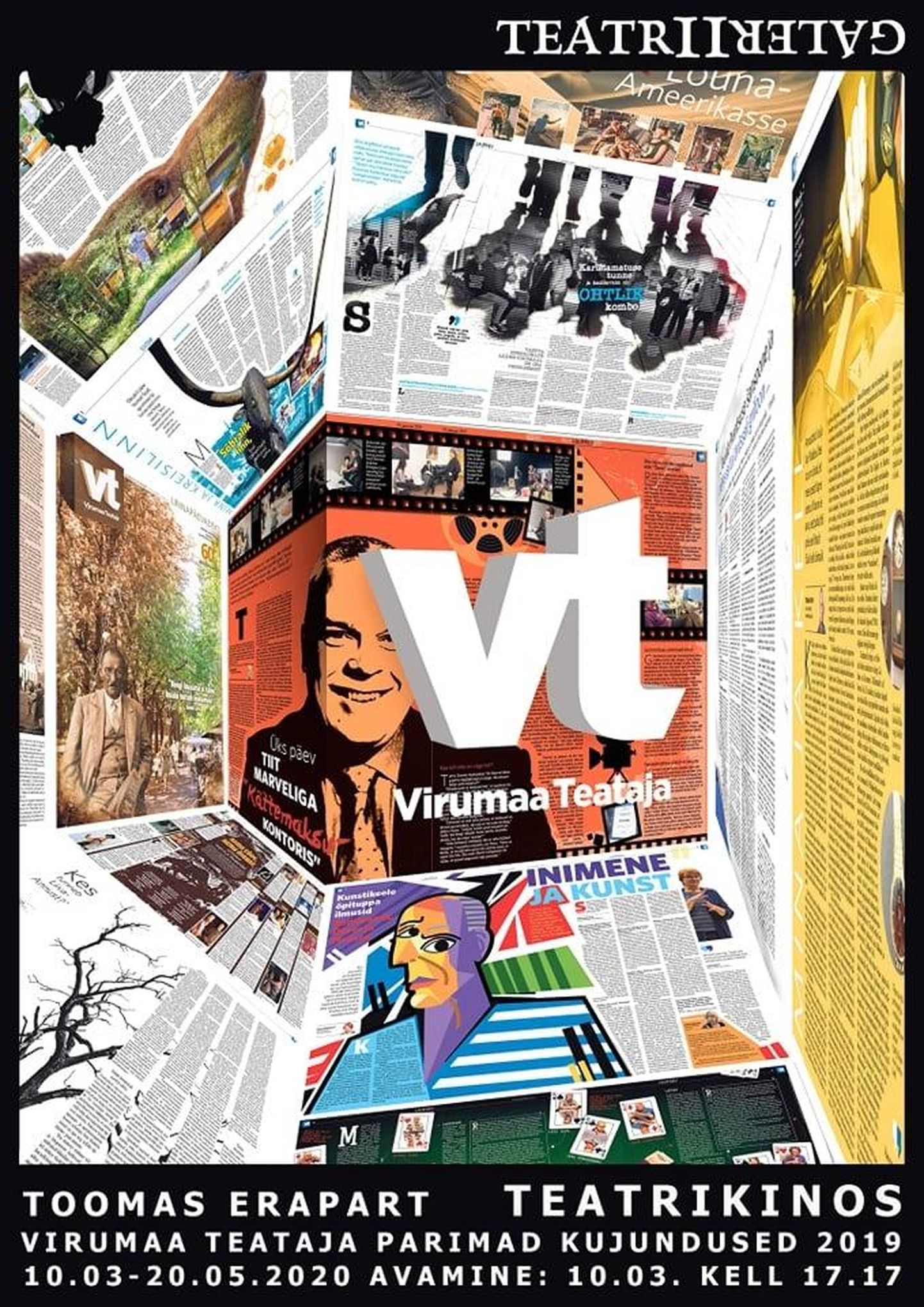 Toomas Erapardi näituse "Virumaa Teataja parimad kujundused 2019" plakat.