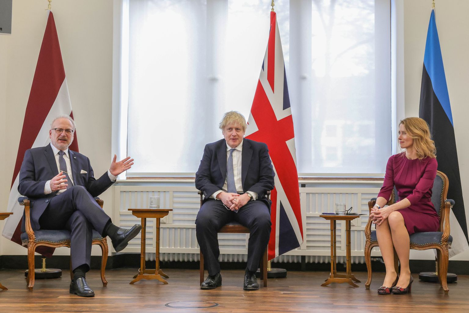 Kaja Kallase, Egils Levitsi ja Boris Johnsoni kohtumine Münchenis.