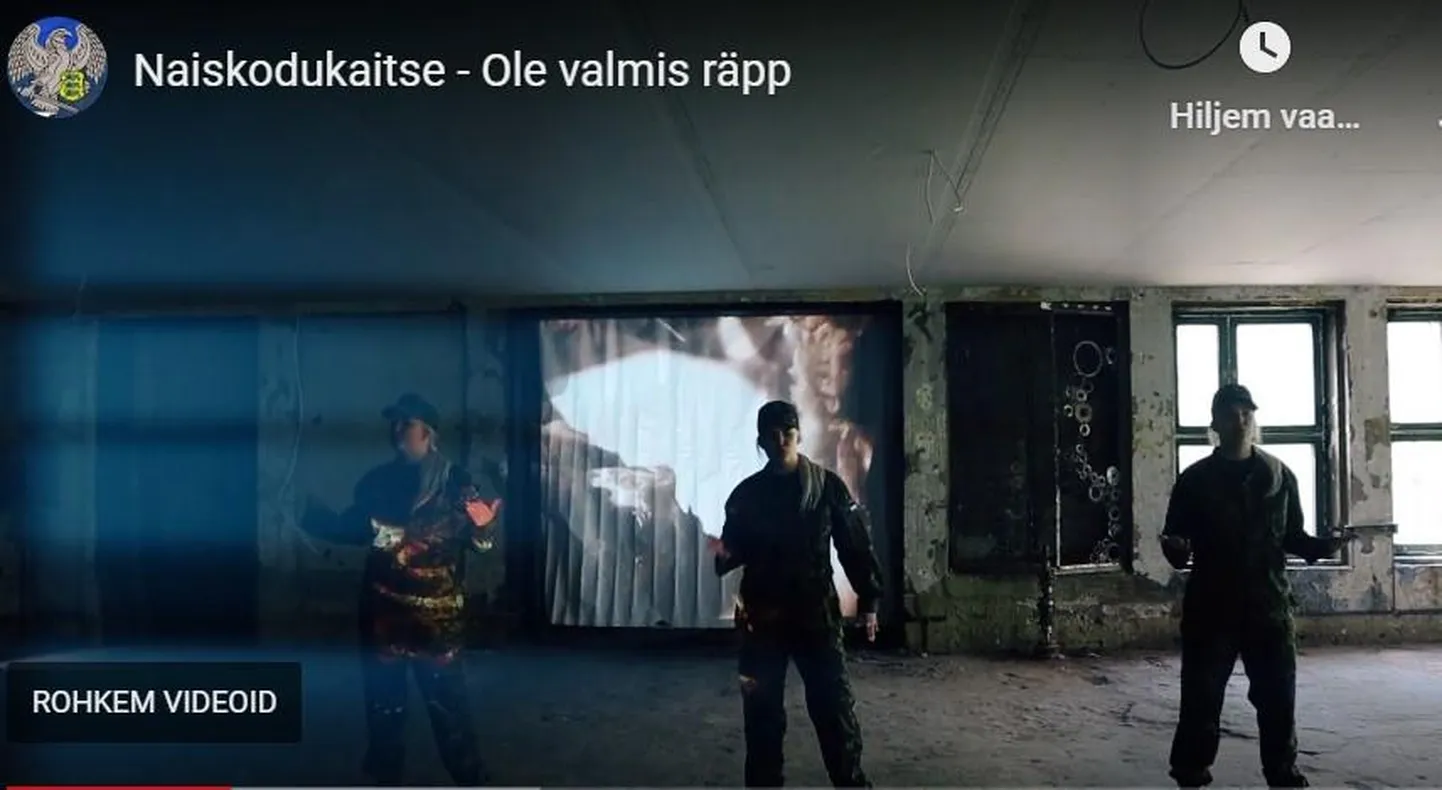 Kuvatõmmis Naiskodukaitse Sakala ringkonna räpiloo videost