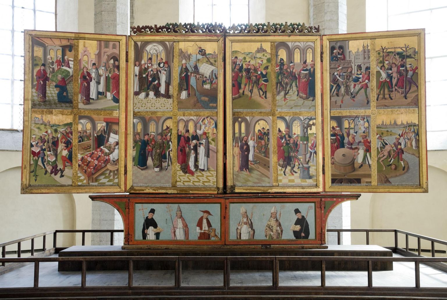 Hermen Rode Niguliste altariseina «depressiivne koomiks», tehtud aastatel 1478–1481. Paremal pool on kujutatud Tallinna kaitsepühaku Viktori kannatusi.
