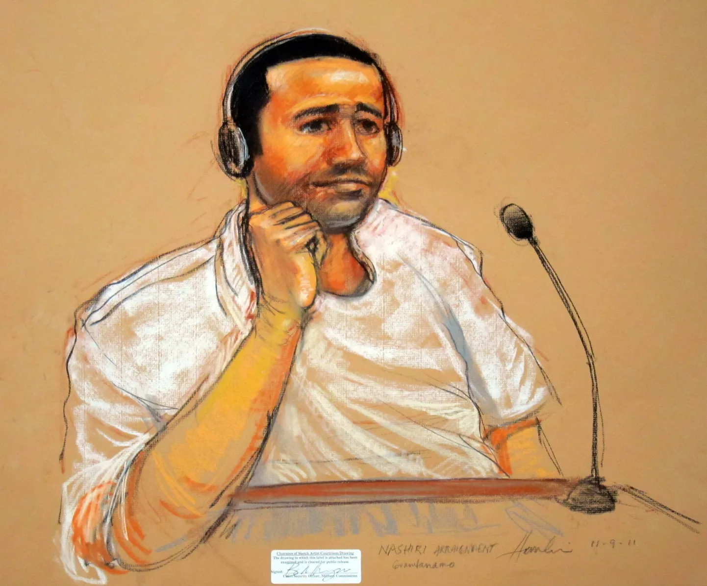 Kohtujoonistus Abd al-Rahim al-Nashirist Guantanamos.