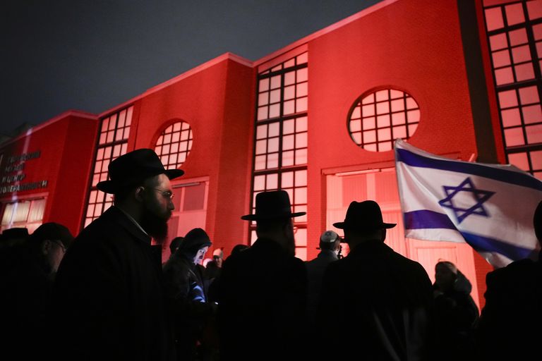 Акция солидарности у Еврейского музея в Москве, 15 октября 2023.