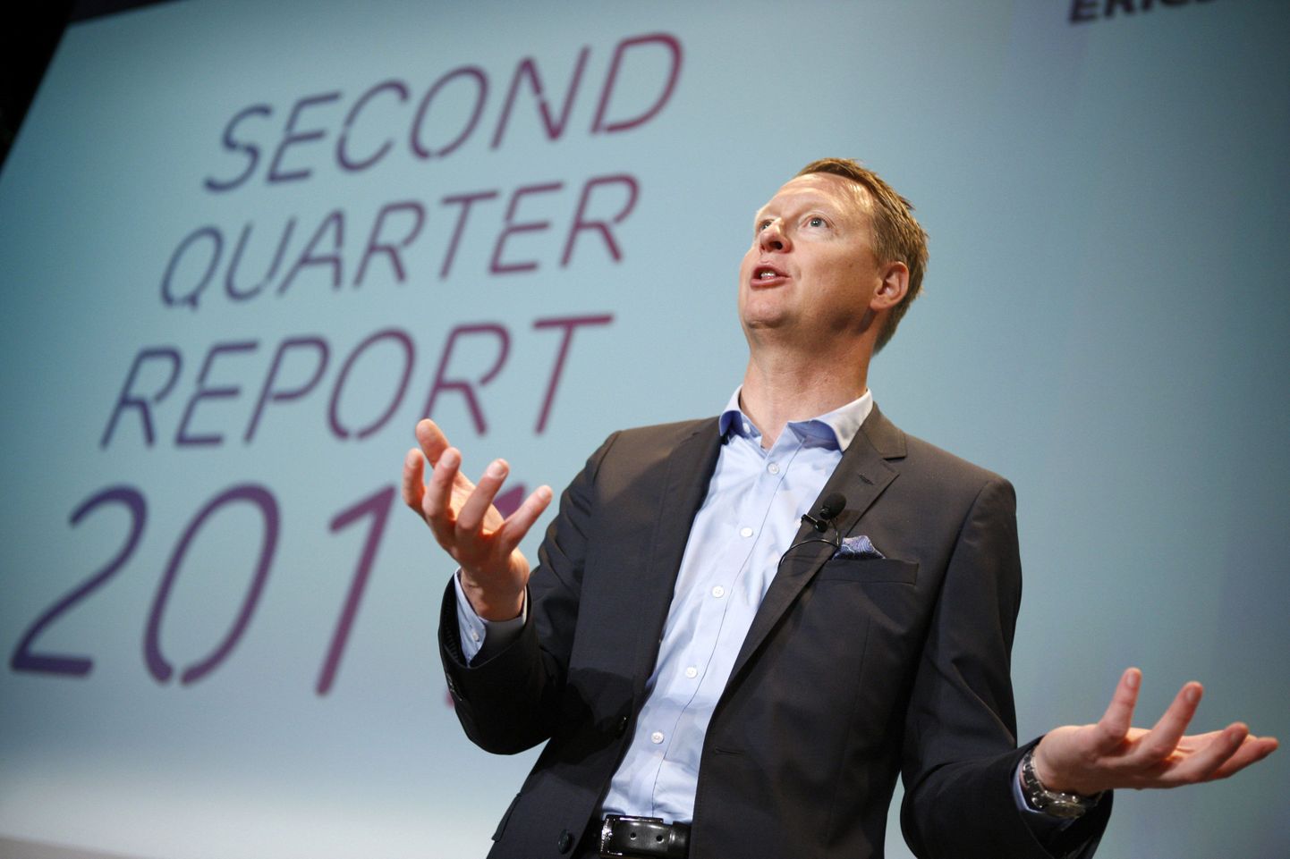 Ericssoni juhatuse esimees Hans Vestberg eile ajakirjanikele ettevõtte oodatust kehvemaid teise kvartali tulemusi tutvustamas.