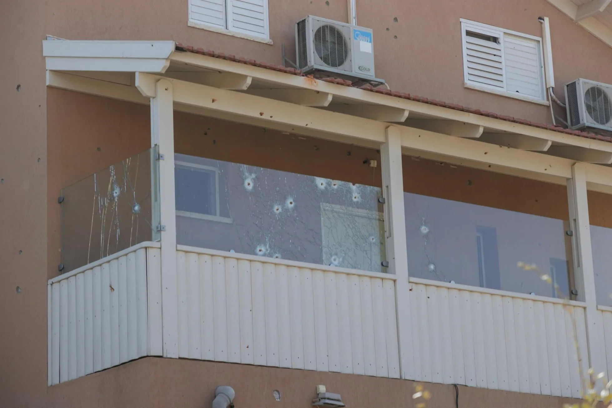 Bullet-riddled balconies can be seen everywhere in Kiryat Shmona.